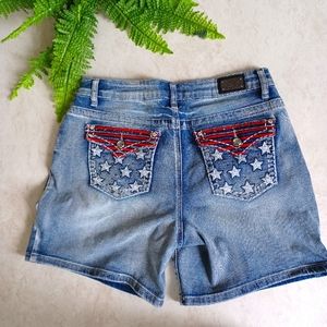 Earl Jean Patriotic Denim Shorts Size 12